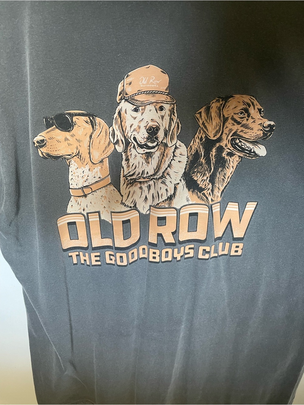 The Good Boys Club Dog Graphic Tee in dark gray and Tan